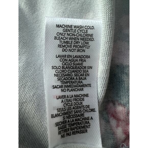 FLORA NIKROOZ WOMENS SMALL JADE FLORAL PRINTED LONG SLEEVE PAJAMA TOP ONLY GREY - Picture 10 of 11